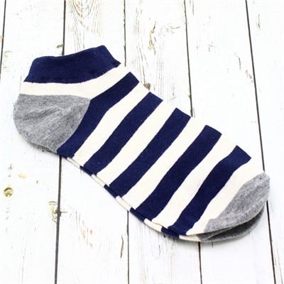 Короткие носки Blue series "Double solid" Сине-белая полоска