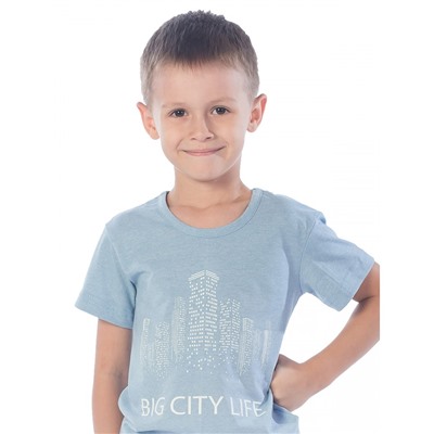 Футболка детская ДКФ1169 голубой с принтом "Big city"